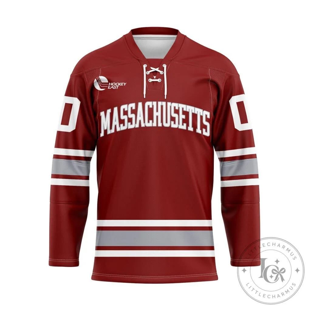 University of Massachusetts Minutemen Maroon Hockey East Personalized Hockey Jersey 1 University of Massachusetts Minutemen Maroon Hockey East Personalized Hockey Jersey