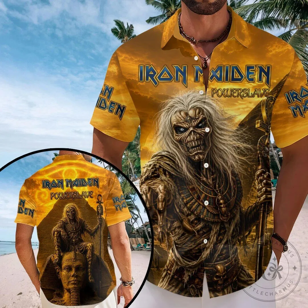 Iron Maiden Powerslave Album Art Heavy Metal Band Hawaiian Shirt