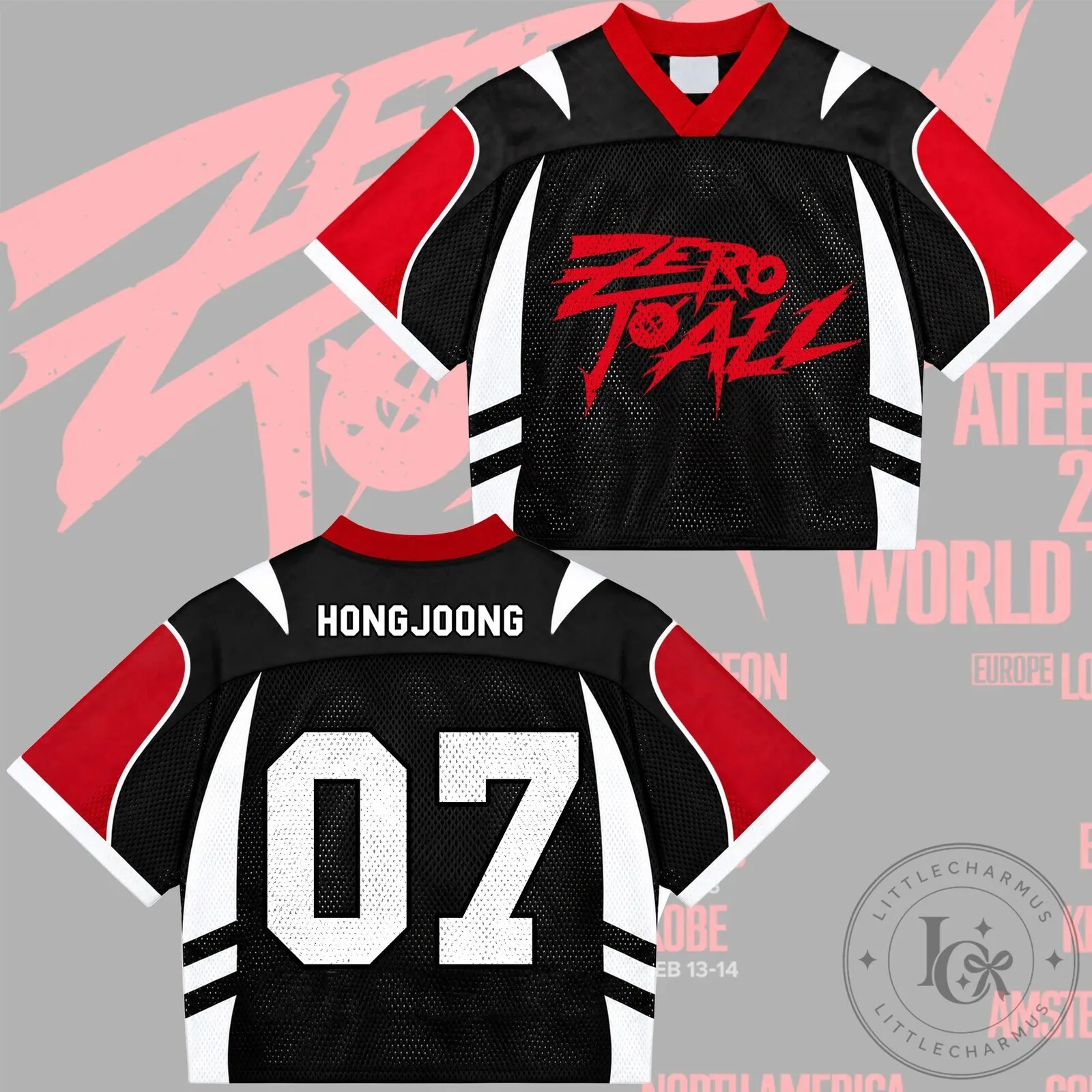 ATEEZ Zero To All World Tour Atiny Number 08 Black Mixed Mesh Jersey 12 ATEEZ Zero To All World Tour Atiny Number 08 Black Mixed Mesh Jersey