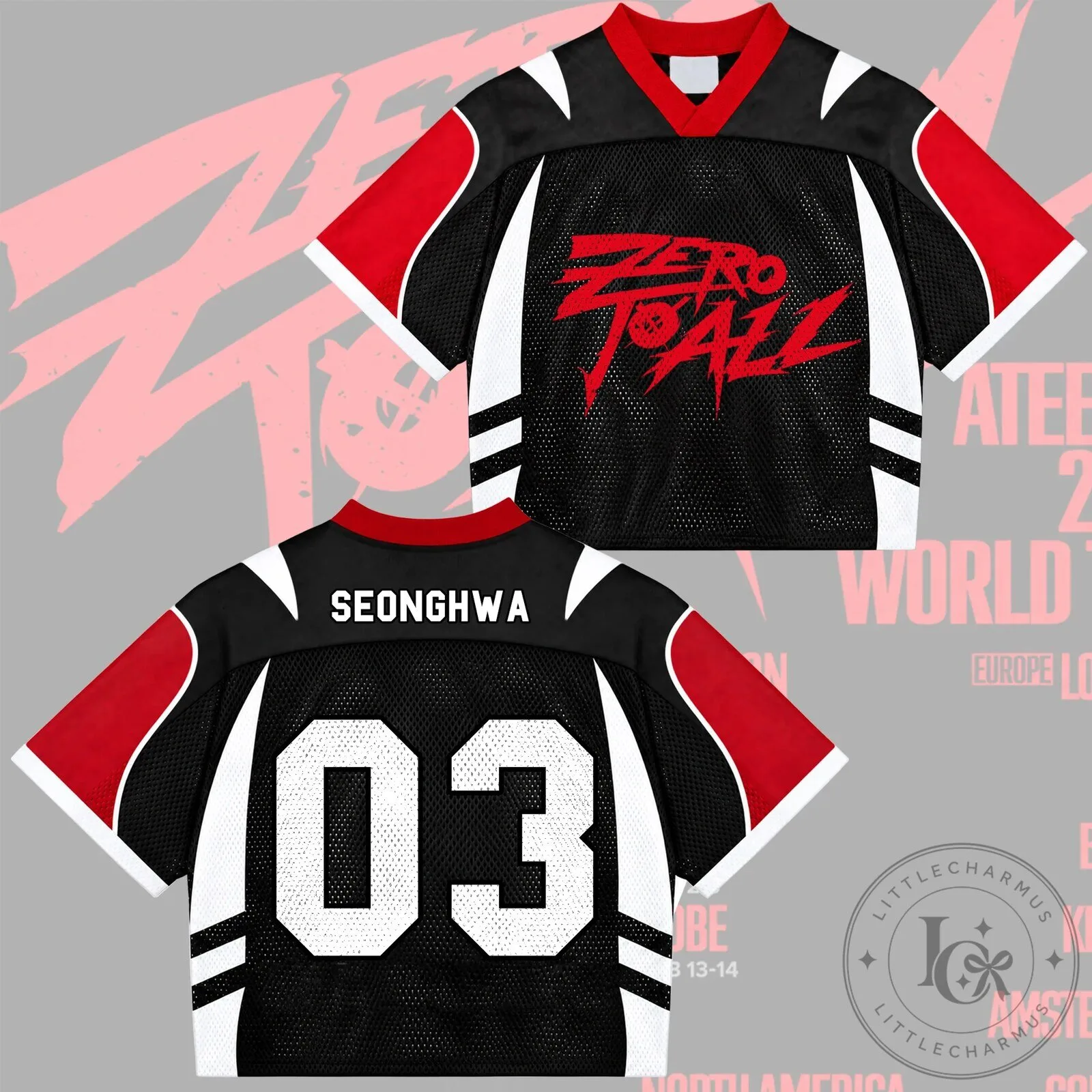 ATEEZ Zero To All World Tour Atiny Number 08 Black Mixed Mesh Jersey 13 ATEEZ Zero To All World Tour Atiny Number 08 Black Mixed Mesh Jersey