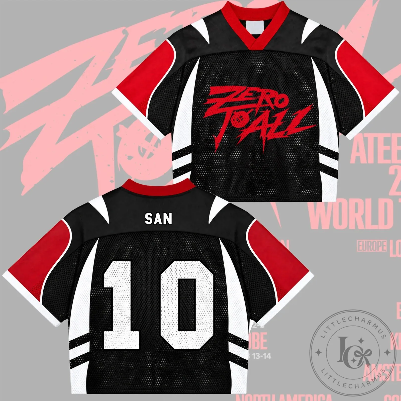 ATEEZ Zero To All World Tour Atiny Number 08 Black Mixed Mesh Jersey 16 ATEEZ Zero To All World Tour Atiny Number 08 Black Mixed Mesh Jersey