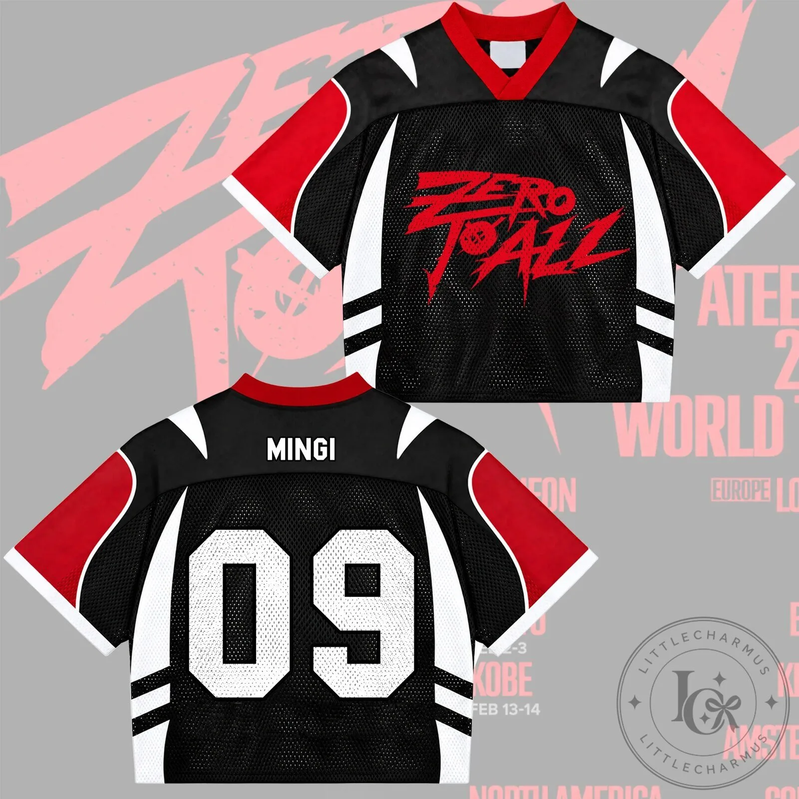 ATEEZ Zero To All World Tour Atiny Number 08 Black Mixed Mesh Jersey 17 ATEEZ Zero To All World Tour Atiny Number 08 Black Mixed Mesh Jersey