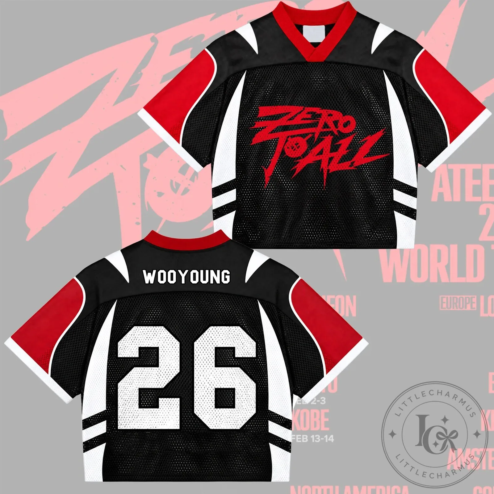 ATEEZ Zero To All World Tour Atiny Number 08 Black Mixed Mesh Jersey 18 ATEEZ Zero To All World Tour Atiny Number 08 Black Mixed Mesh Jersey