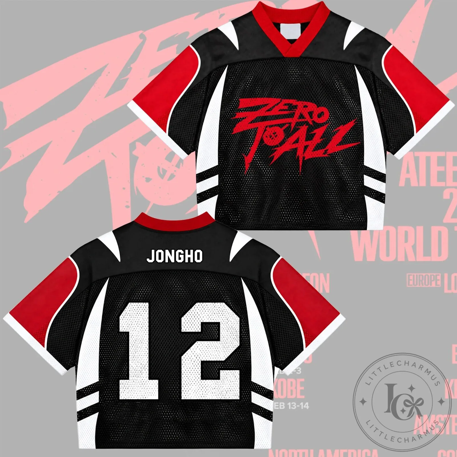 ATEEZ Zero To All World Tour Atiny Number 08 Black Mixed Mesh Jersey 19 ATEEZ Zero To All World Tour Atiny Number 08 Black Mixed Mesh Jersey
