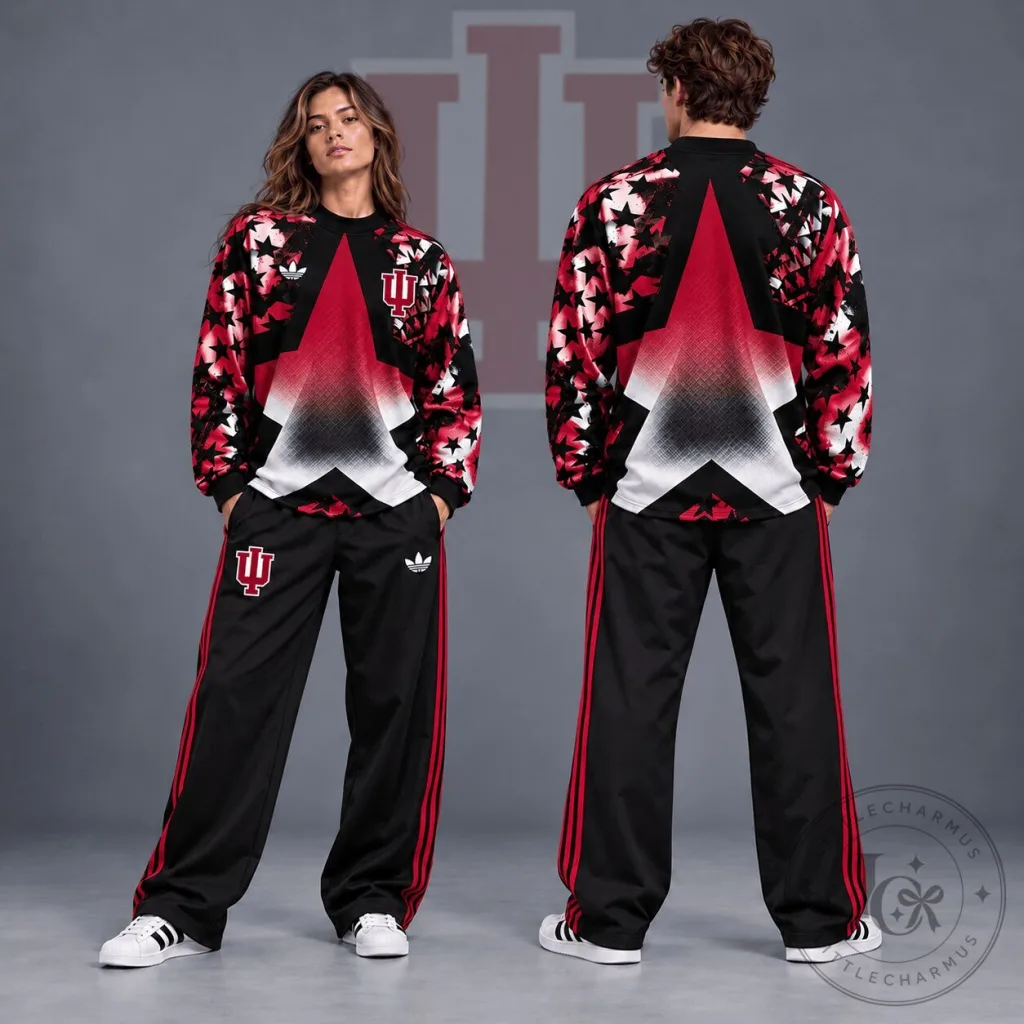 Indiana Hoosiers NCAA Starburst Athletic Crewneck Sweatshirt Indiana Hoosiers NCAA Starburst Athletic Crewneck Sweatshirt