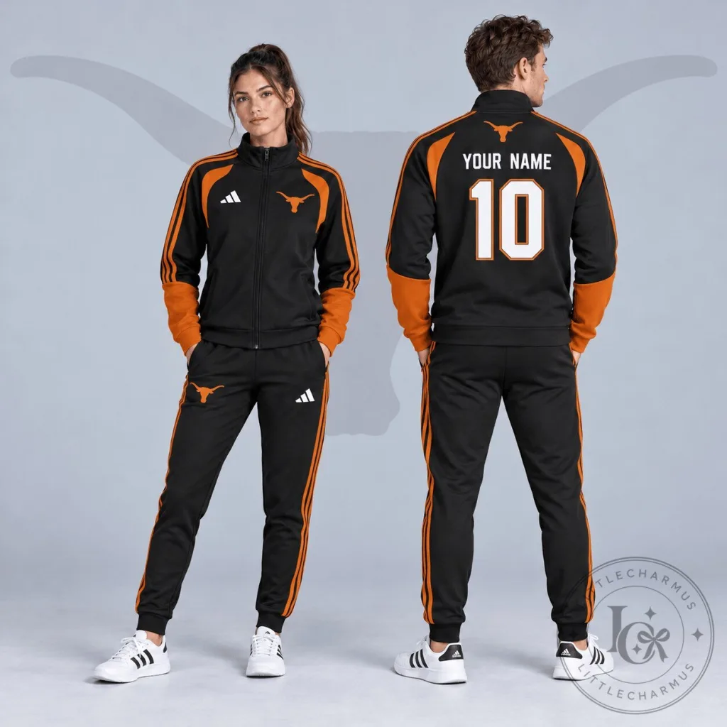 Texas Longhorns Personalized Varsity Stripe Full-Zip Tracksuit Jacket Texas Longhorns Personalized Varsity Stripe Full-Zip Tracksuit Jacket