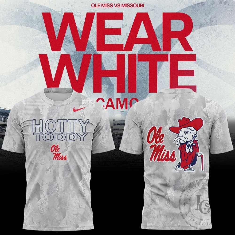 Ole Miss Rebels Hotty Toddy White Camouflage T-Shirt 1 Ole Miss Rebels Hotty Toddy White Camouflage T-Shirt