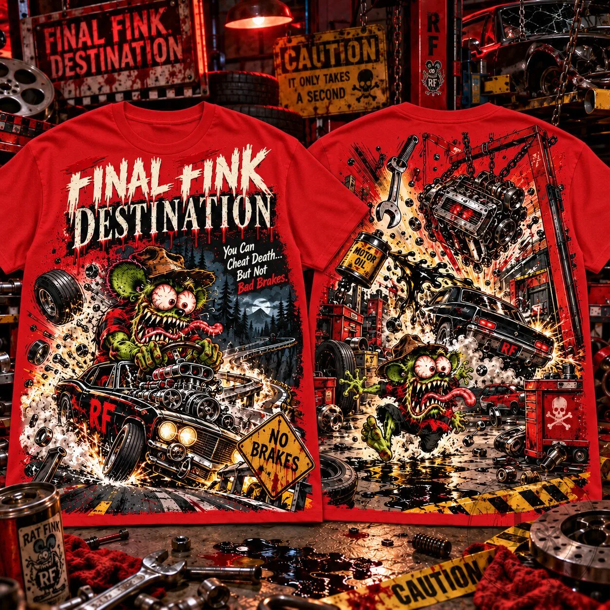 Final Destination Rat Fink Deadly Highway Horror Thriller T-Shirt 5 Final Destination Rat Fink Deadly Highway Horror Thriller T-Shirt