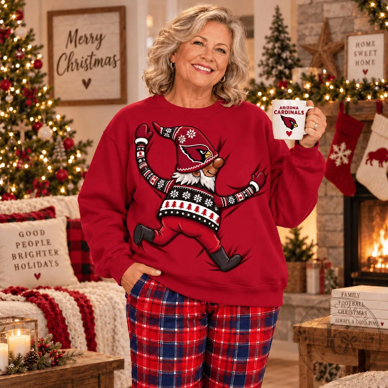 Arizona Cardinals Football Christmas Gnome Red Sweatshirt for Women 1 Arizona Cardinals Football Christmas Gnome Red Sweatshirt for Women