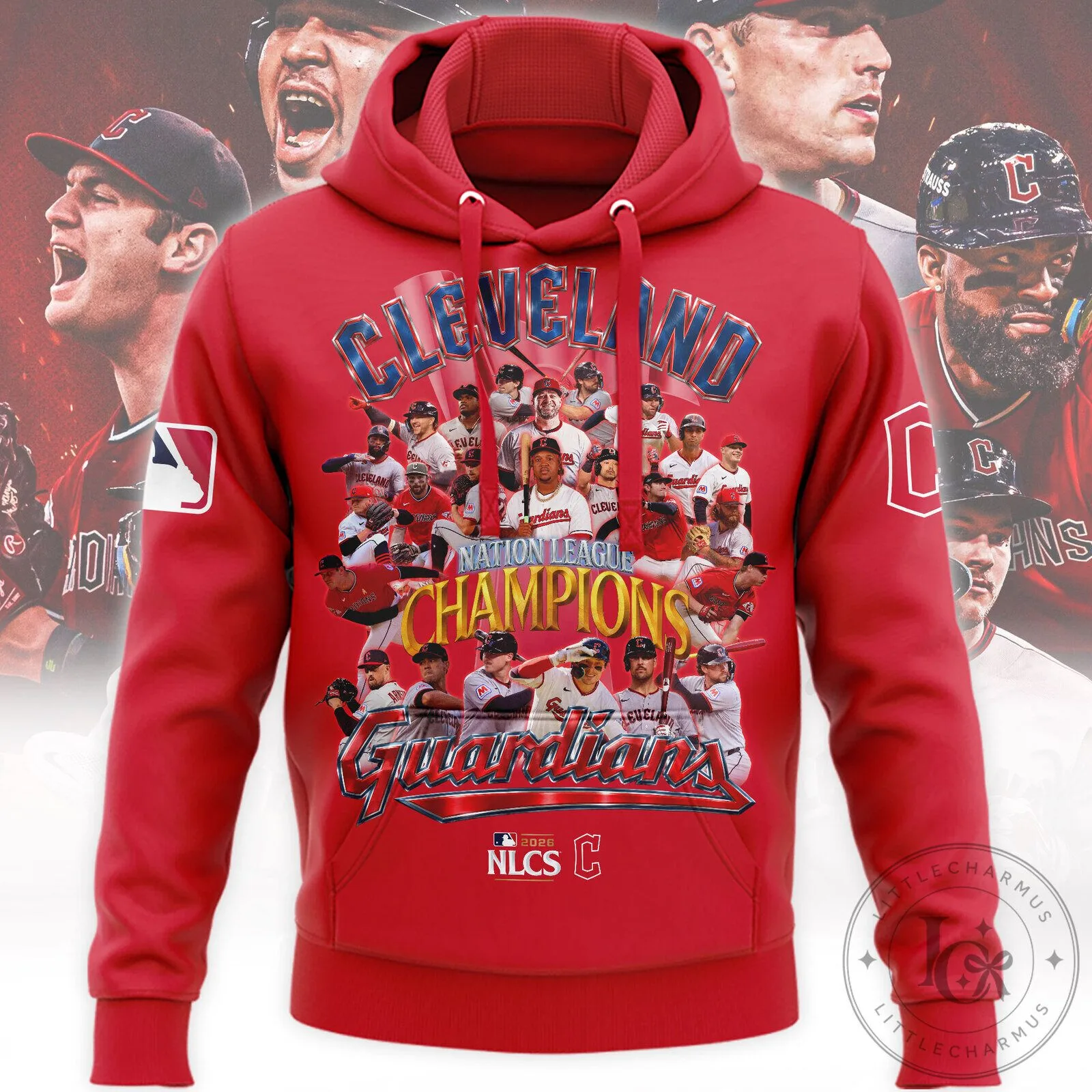 Cleveland Guardians 2026 NLCS Champions Baseball Team Red Hoodie 2 Cleveland Guardians 2026 NLCS Champions Baseball Team Red Hoodie