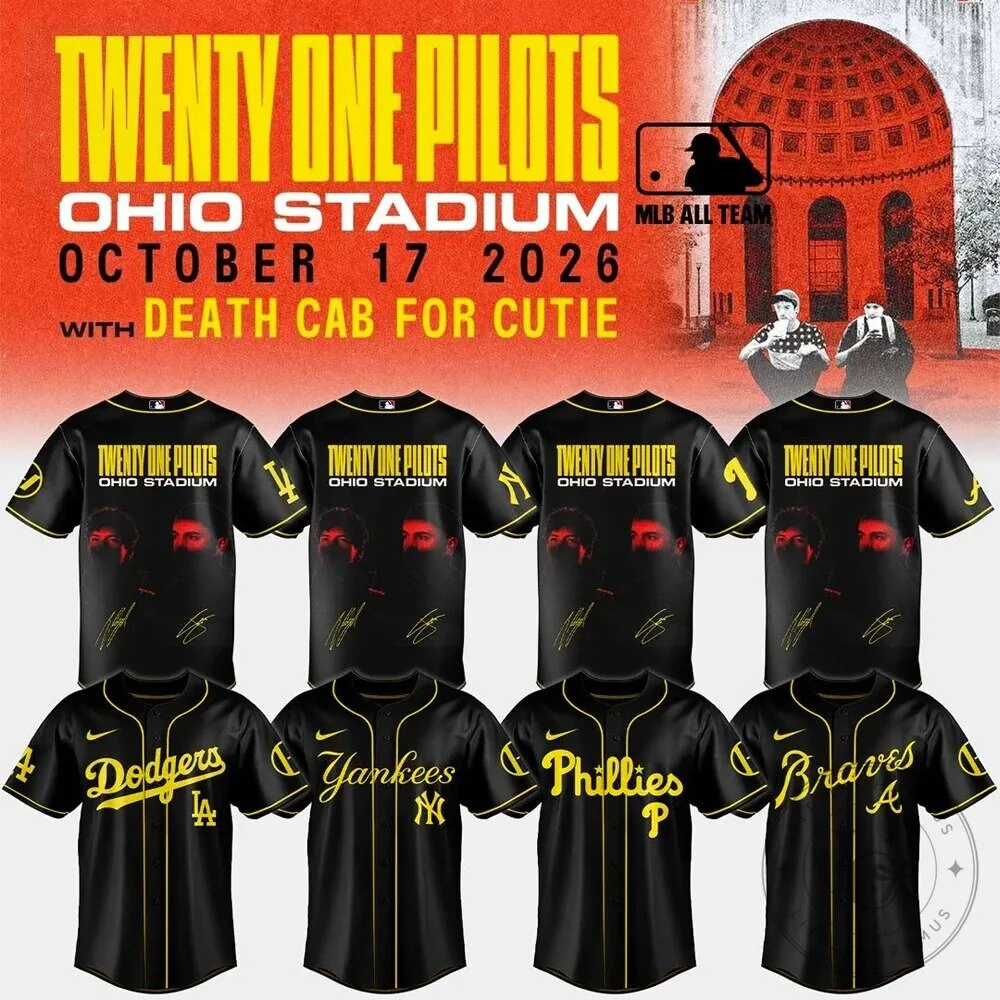 Twenty One Pilots Ohio Stadium Concert Baseball Jersey with Death Cab For Cutie