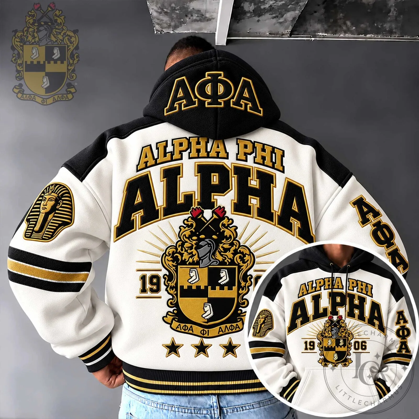 Alpha Phi Alpha Fraternity Black and Gold Varsity Style Hoodie