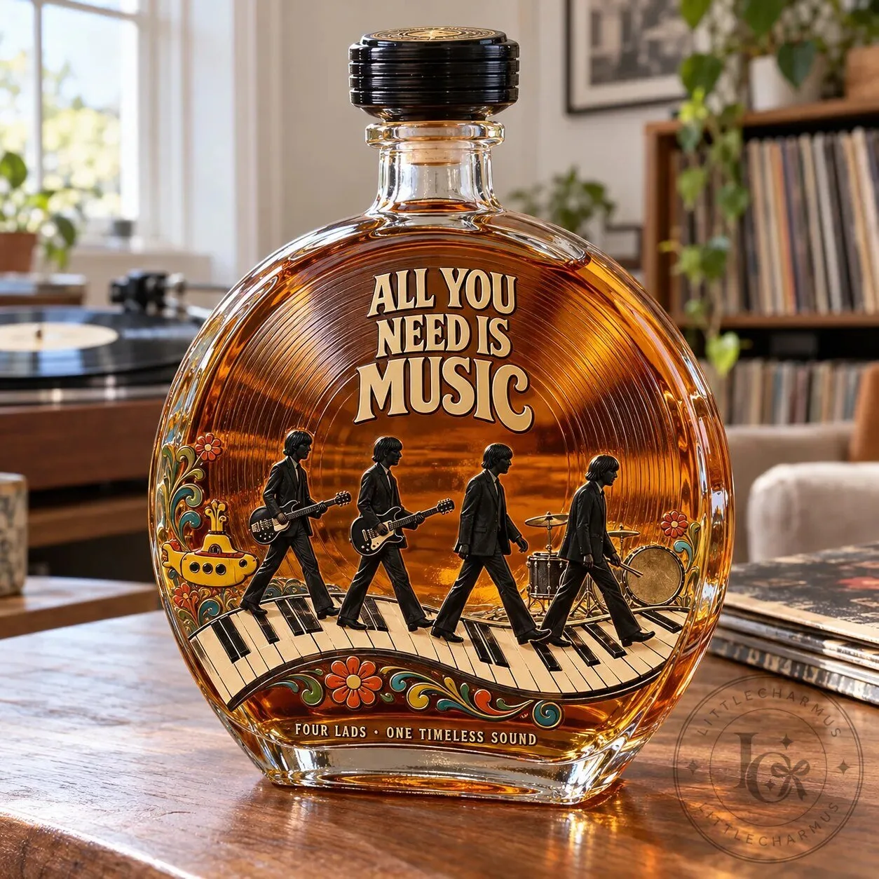 The Beatles All You Need Is Music Abbey Road Album Cover Whiskey Bottle