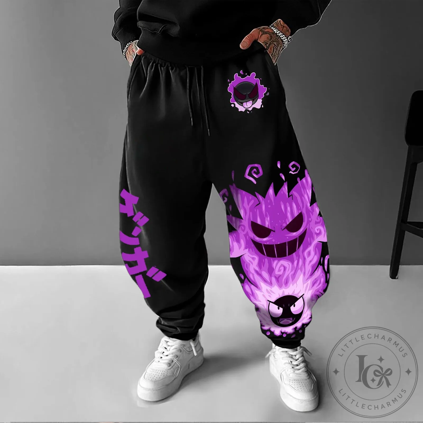 Gengar Pokemon Ghost Type Character Black Purple Graphic Streetwear Pants 1 Gengar Pokemon Ghost Type Character Black Purple Graphic Streetwear Pants