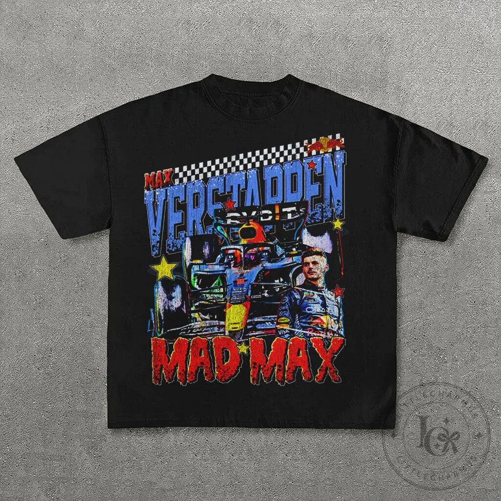 Max Verstappen Mad Max Formula One Racing Car Driver Graphic T-Shirt