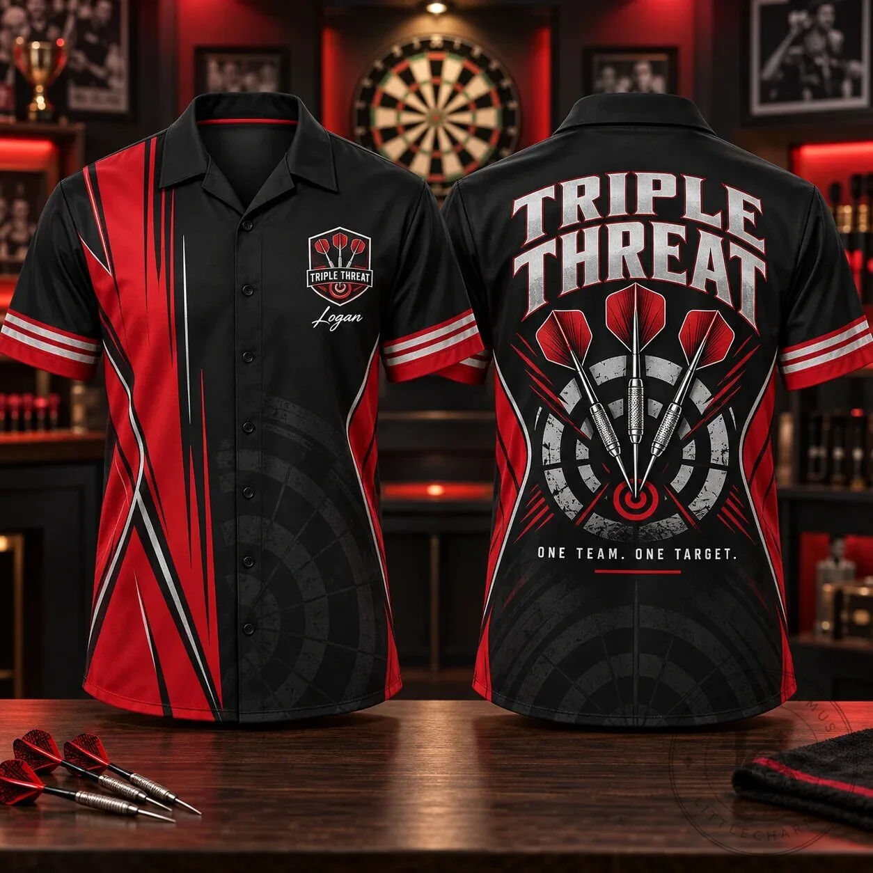 Personalized Darts Team Triple Threat Custom Name Hawaiian Shirt