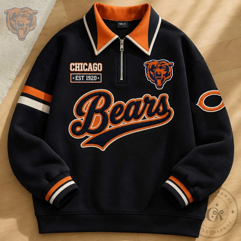Chicago Bears Quarter Zip Pullover Sweatshirt Chicago Bears Quarter Zip Pullover Sweatshirt
