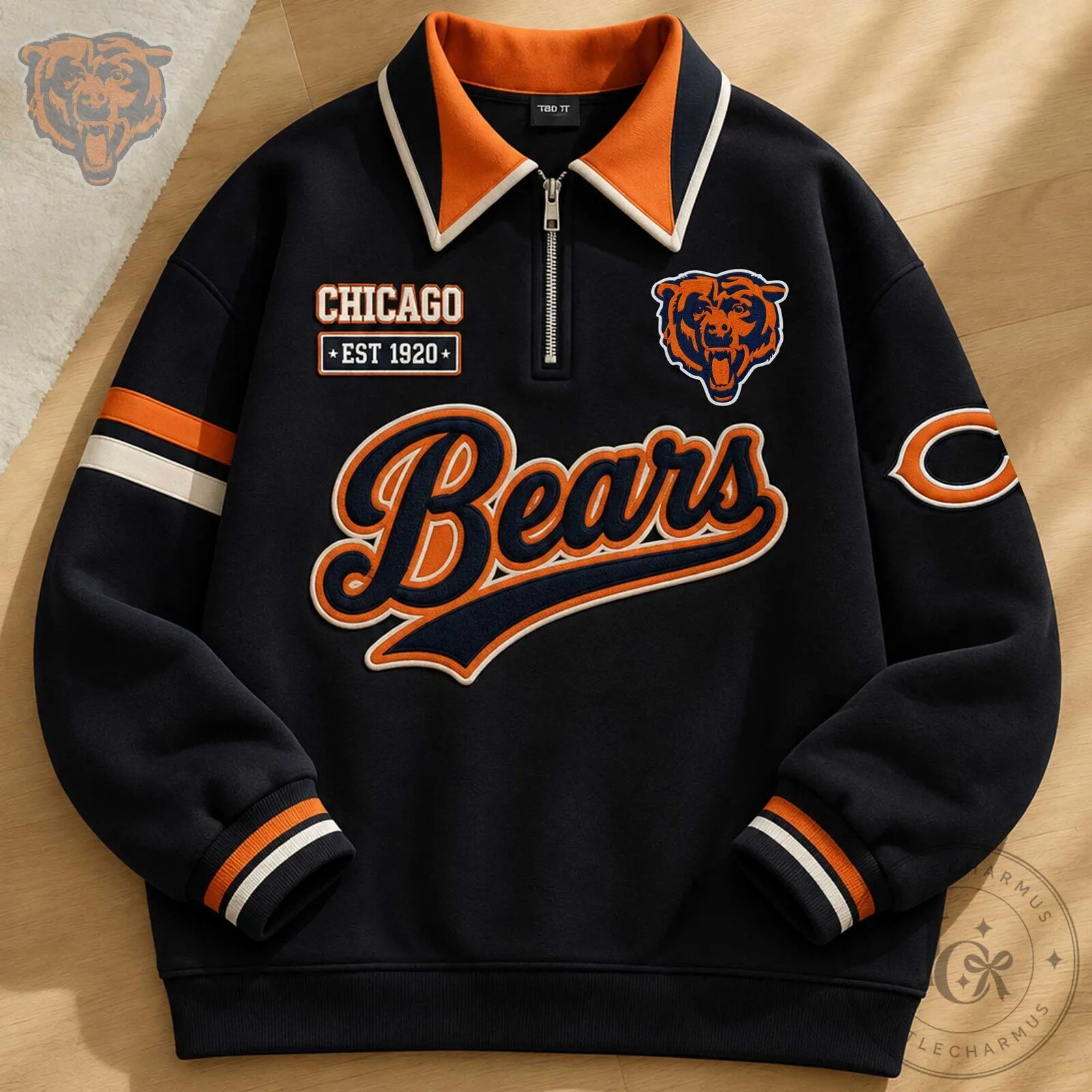 Chicago Bears Quarter Zip Pullover Sweatshirt 5 Chicago Bears Quarter Zip Pullover Sweatshirt