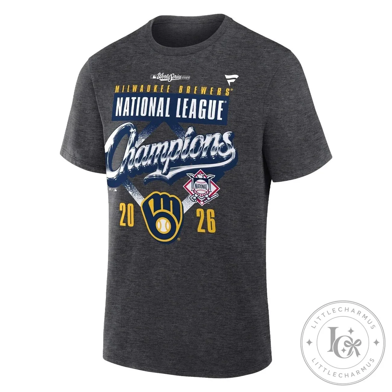 2026 Gray T-Shirt for Milwaukee Brewers National League Champions 8 2026 Gray T-Shirt for Milwaukee Brewers National League Champions