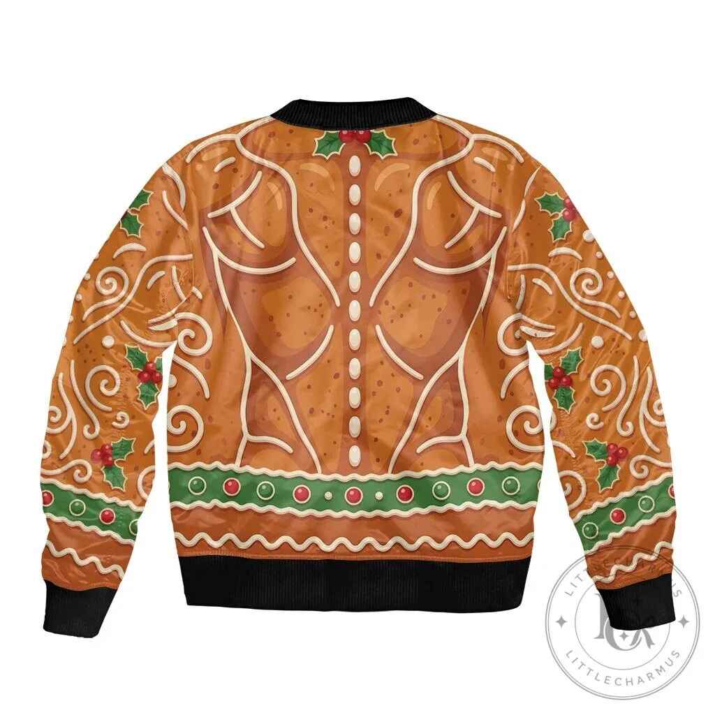 Funny Christmas Gingerbread Man Bodybuilder Gingerbread Gains Bomber Jacket 7 Funny Christmas Gingerbread Man Bodybuilder Gingerbread Gains Bomber Jacket