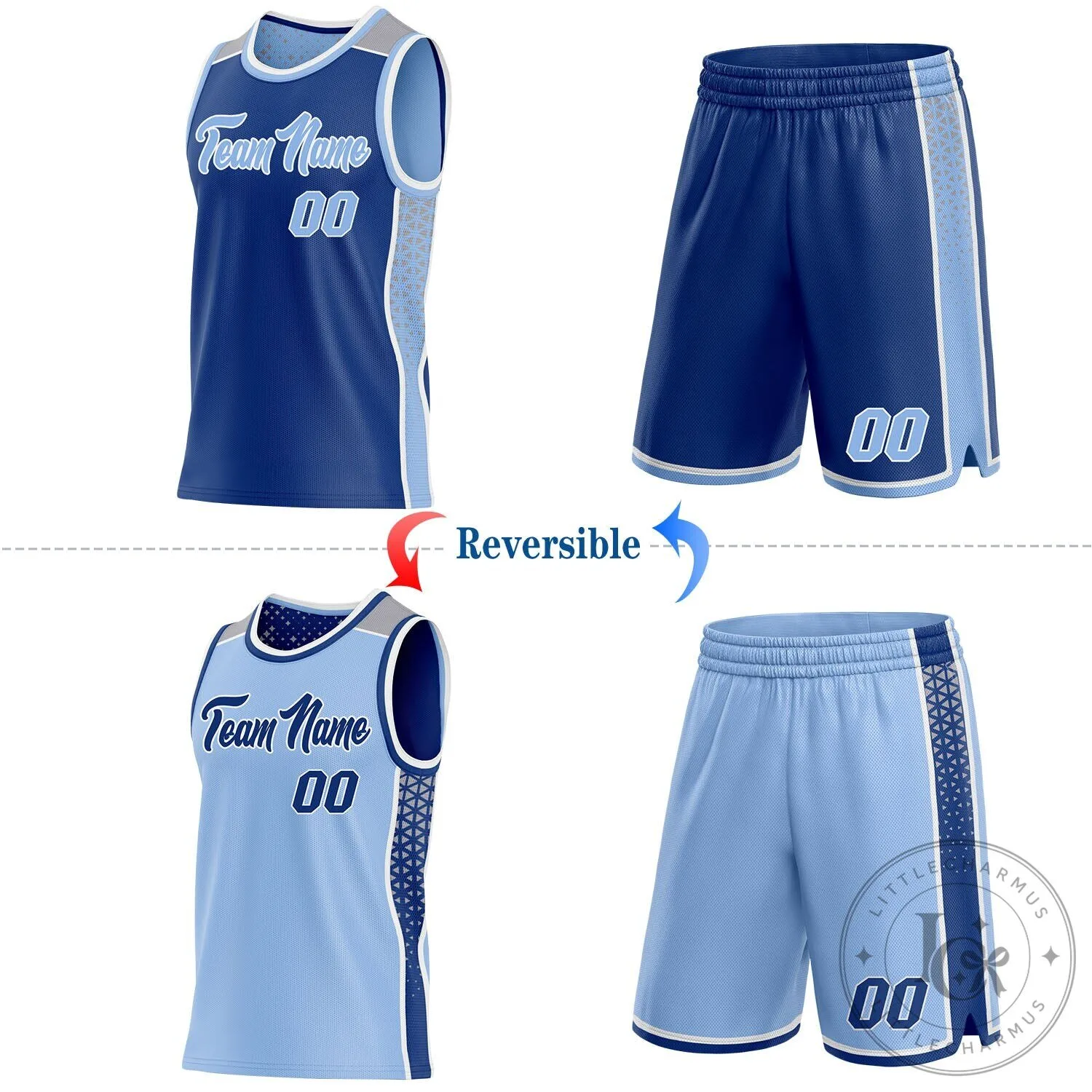 Custom Royal Blue Light Blue White Gray Reversible Basketball Jersey 10 Custom Royal Blue Light Blue White Gray Reversible Basketball Jersey