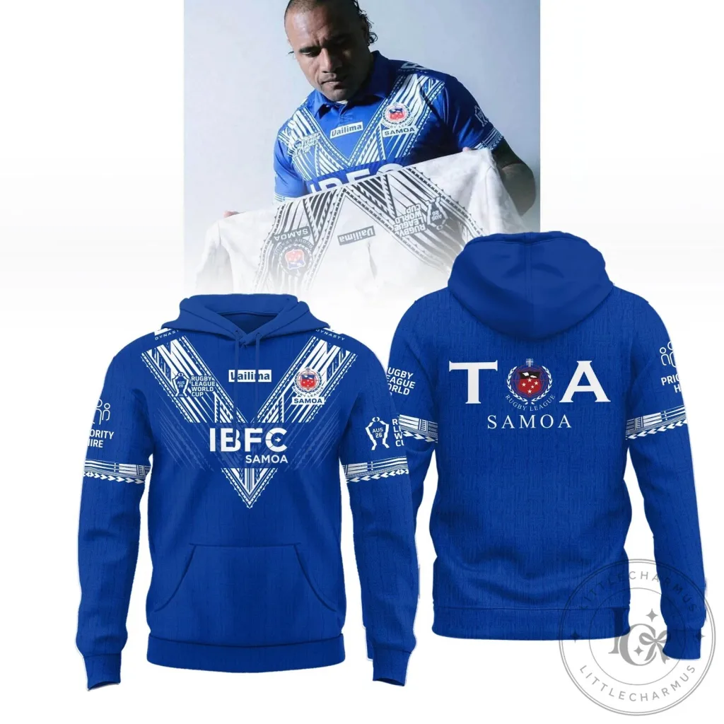 Pullover Hoodie in Blue for Toa Samoa Rugby League World Cup Supporters Pullover Hoodie in Blue for Toa Samoa Rugby League World Cup Supporters