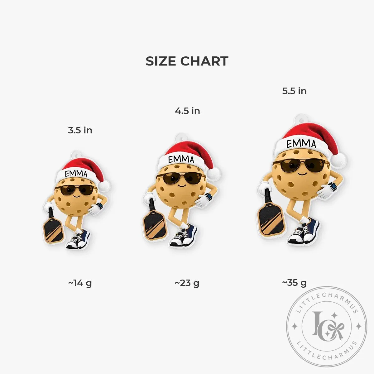 Personalized Pickleball Christmas Ornament with Santa Hat and Sunglasses 13 Personalized Pickleball Christmas Ornament with Santa Hat and Sunglasses