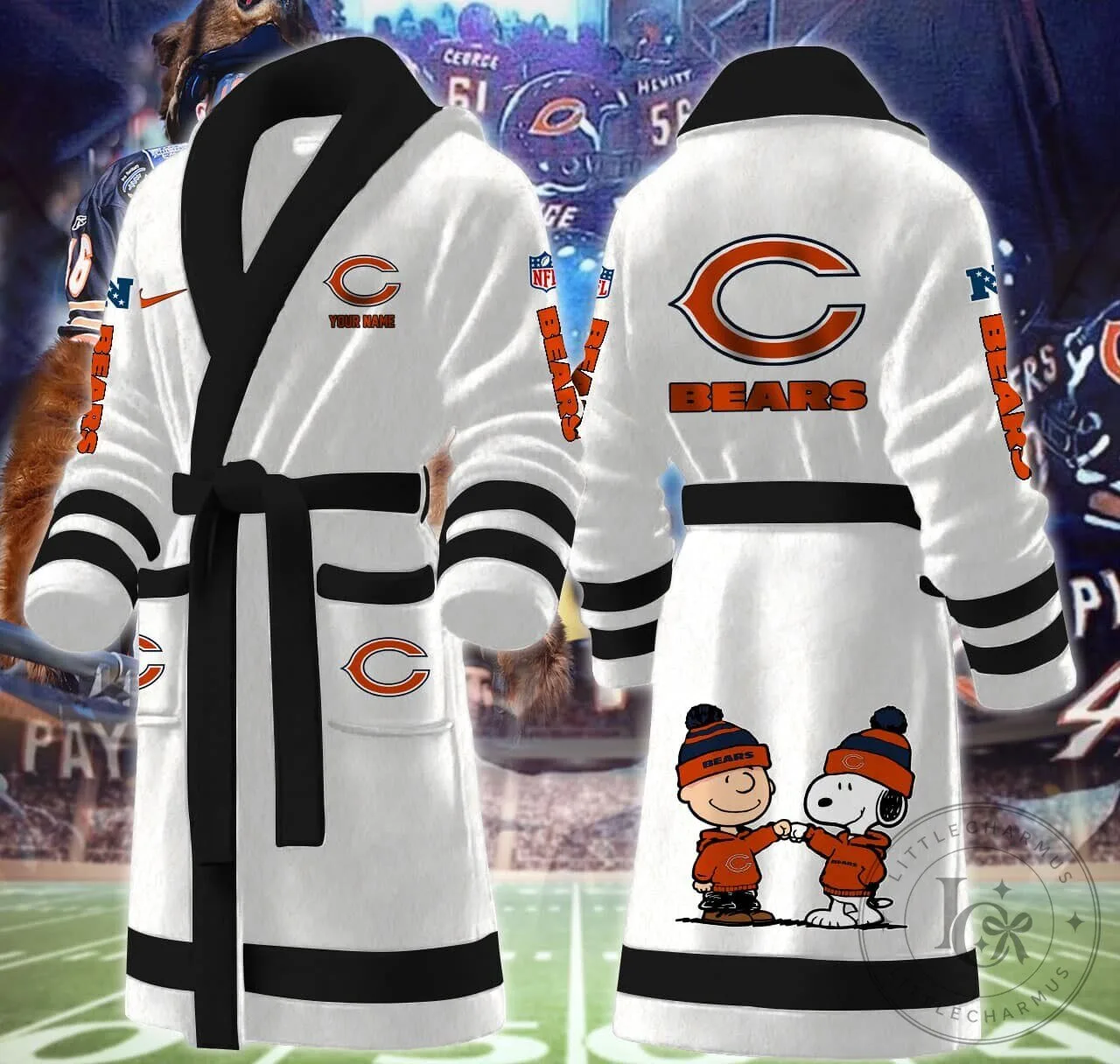 Chicago Bears Snoopy and Woodstock Fleece Bathrobe 15 Chicago Bears Snoopy and Woodstock Fleece Bathrobe
