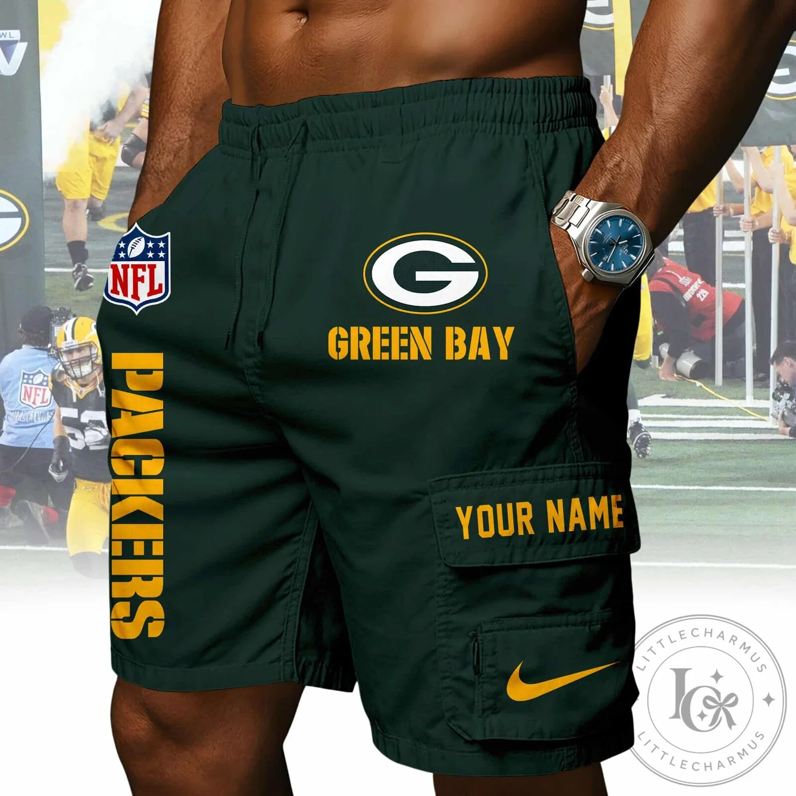 Green Bay Packers NFL Football Team Mens Athletic Shorts 9 Green Bay Packers NFL Football Team Mens Athletic Shorts
