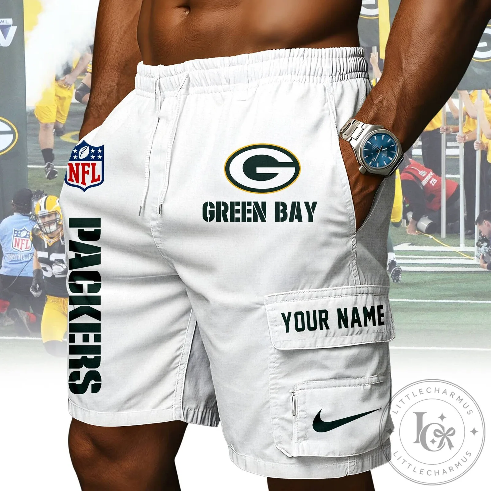 Green Bay Packers NFL Football Team Mens Athletic Shorts 10 Green Bay Packers NFL Football Team Mens Athletic Shorts
