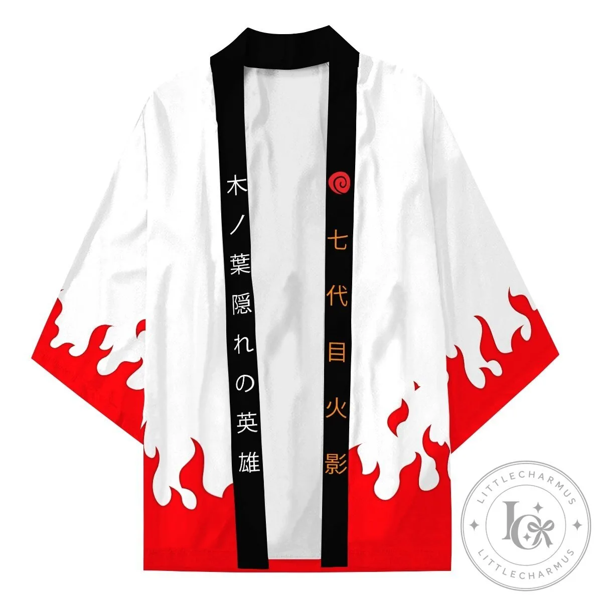 Naruto Seventh Hokage White and Red Flames Anime Kimono Jacket 14 Naruto Seventh Hokage White and Red Flames Anime Kimono Jacket