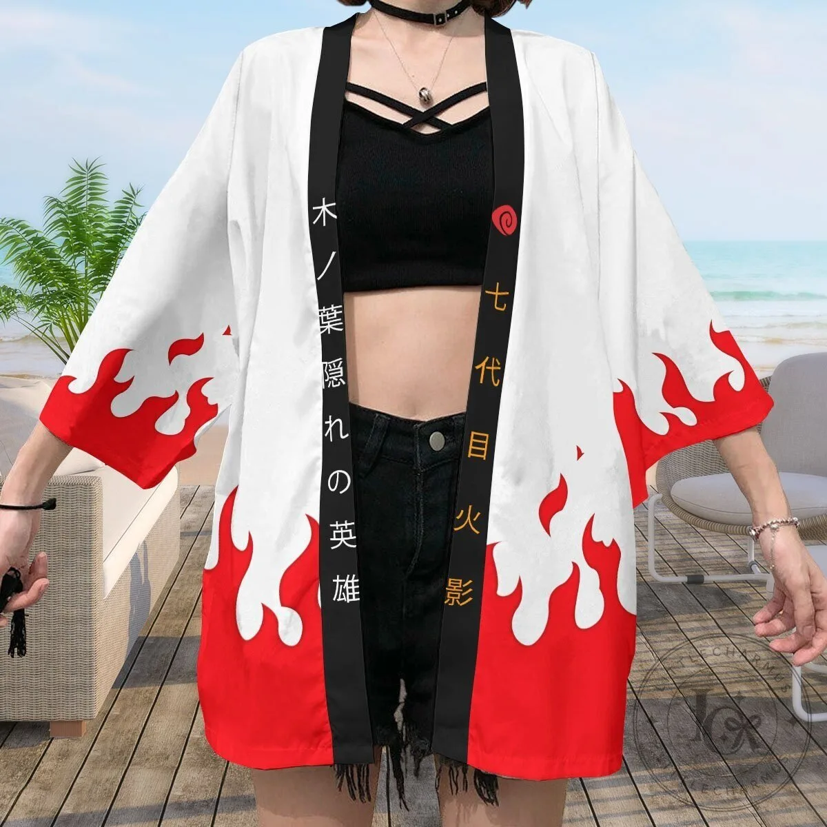 Naruto Seventh Hokage White and Red Flames Anime Kimono Jacket 16 Naruto Seventh Hokage White and Red Flames Anime Kimono Jacket