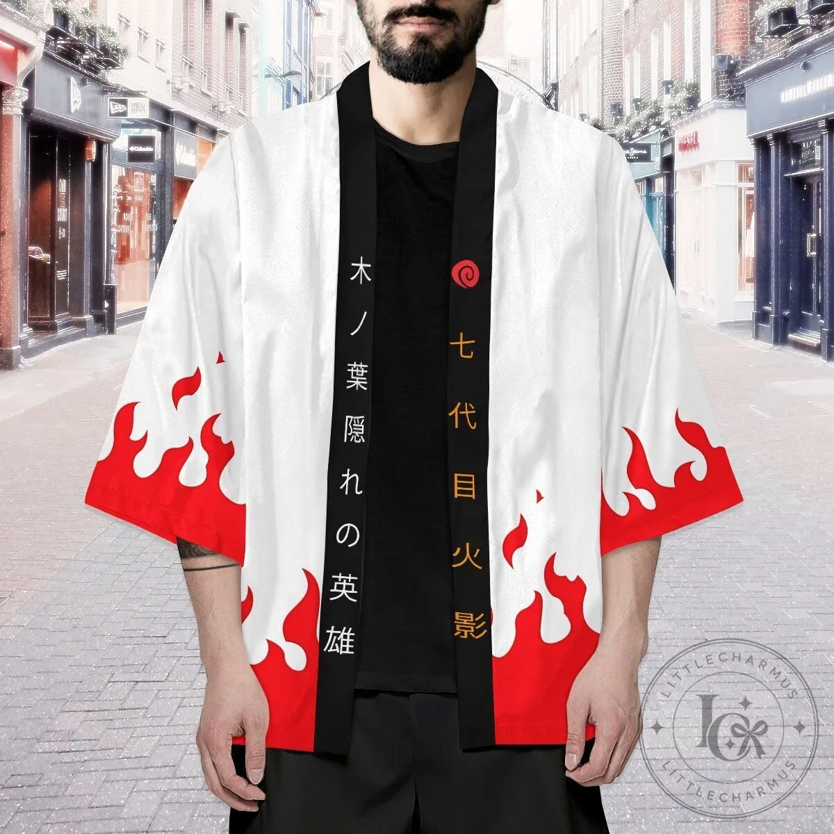 Naruto Seventh Hokage White and Red Flames Anime Kimono Jacket 18 Naruto Seventh Hokage White and Red Flames Anime Kimono Jacket