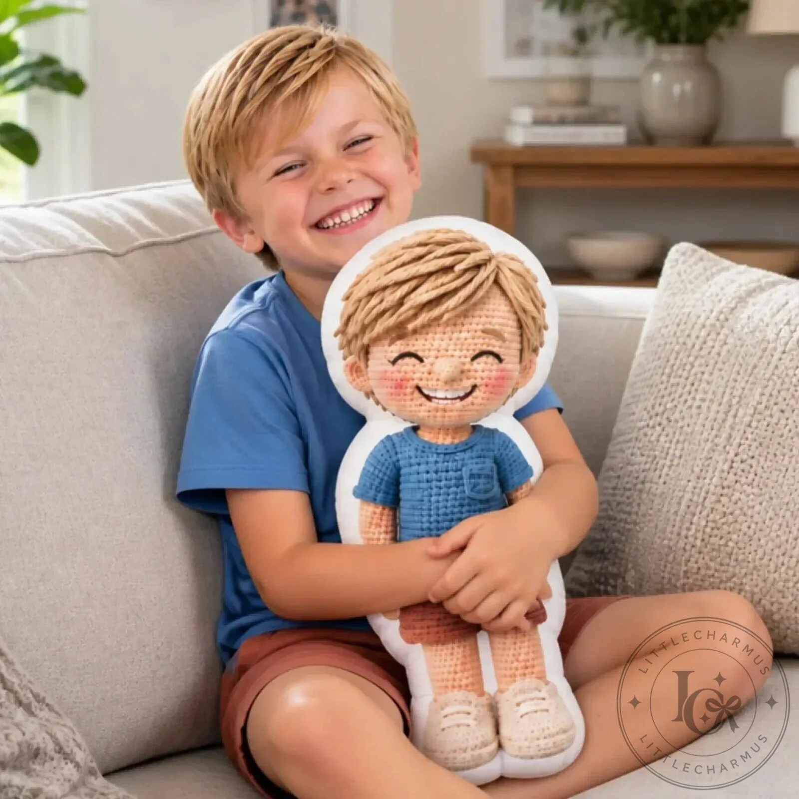 Personalized Custom Photo Crochet-Style Family Doll Shaped Pillow 11 Personalized Custom Photo Crochet-Style Family Doll Shaped Pillow