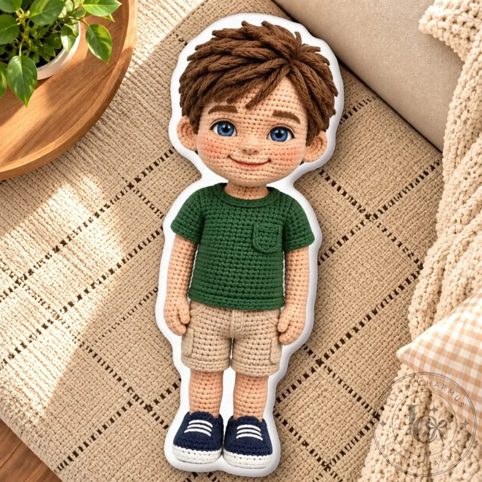 Personalized Custom Photo Crochet-Style Family Doll Shaped Pillow 13 Personalized Custom Photo Crochet-Style Family Doll Shaped Pillow