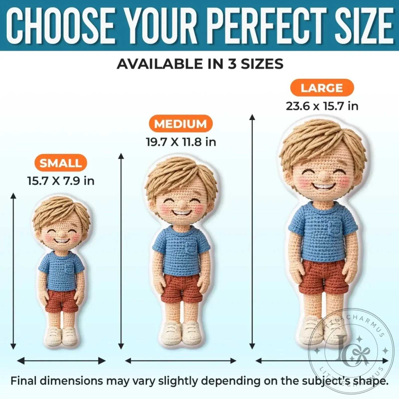 Personalized Custom Photo Crochet-Style Family Doll Shaped Pillow 14 Personalized Custom Photo Crochet-Style Family Doll Shaped Pillow