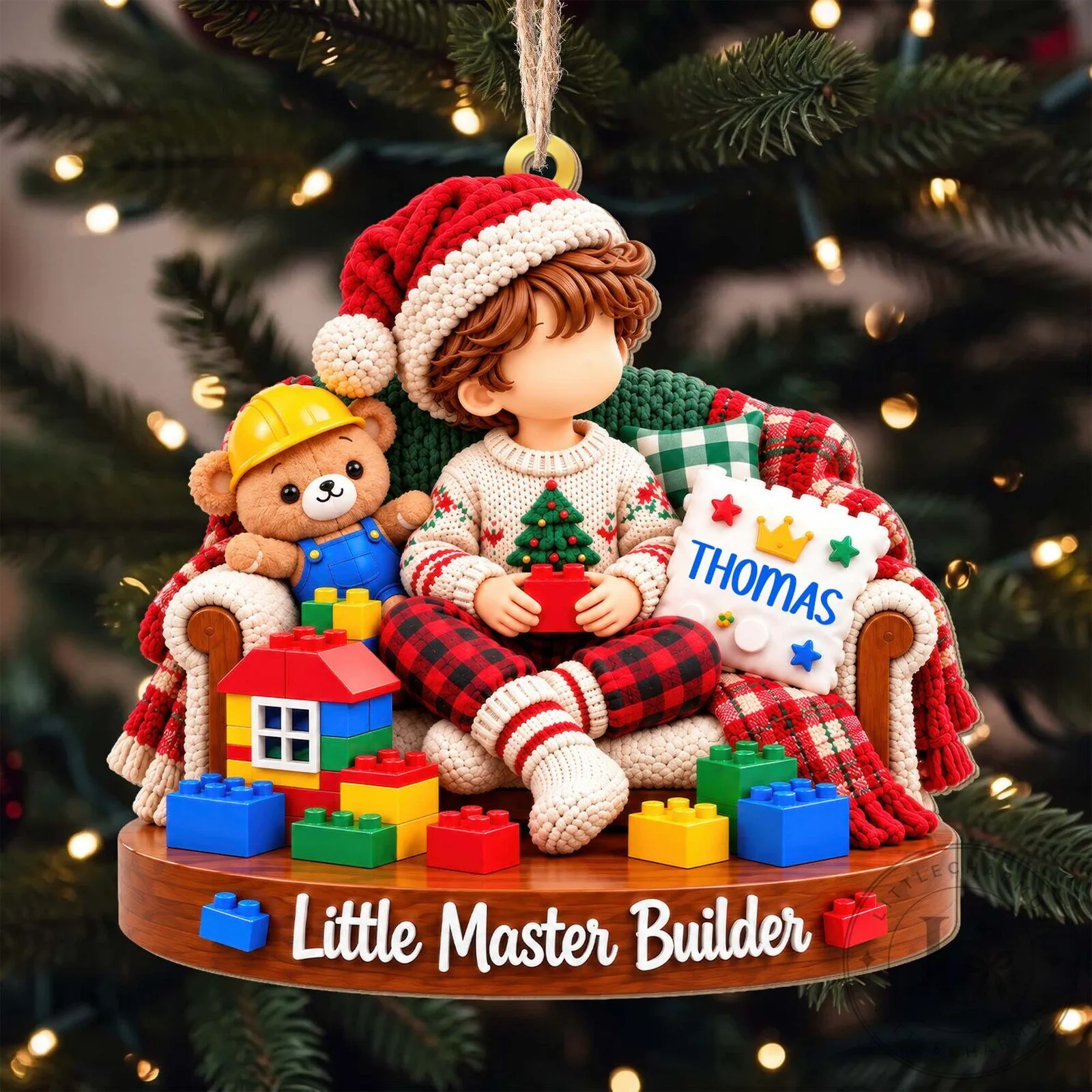 Personalized Little Master Builder Christmas Tree Ornament 1 Personalized Little Master Builder Christmas Tree Ornament