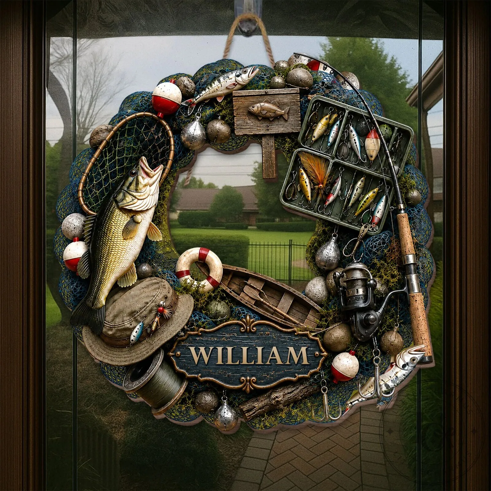 Personalized Fishing Wreath Custom Name Gift for Fishing Lovers Home Decor 9 Personalized Fishing Wreath Custom Name Gift for Fishing Lovers Home Decor