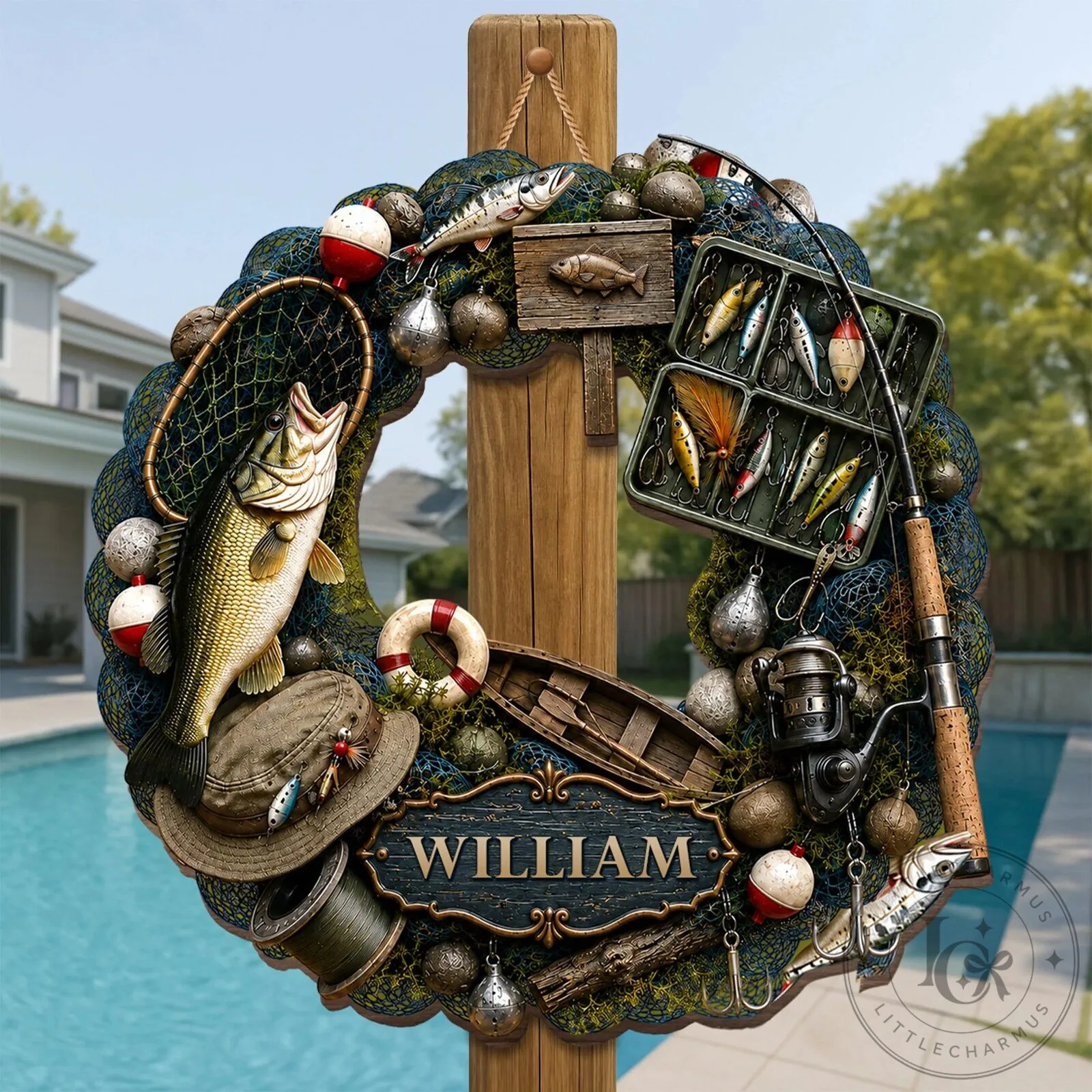 Personalized Fishing Wreath Custom Name Gift for Fishing Lovers Home Decor 11 Personalized Fishing Wreath Custom Name Gift for Fishing Lovers Home Decor