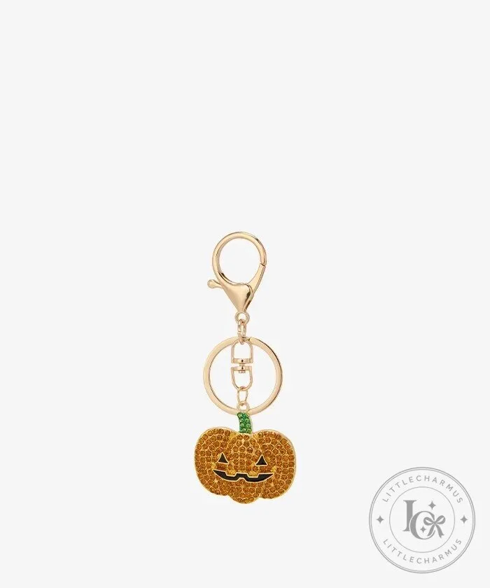 Halloween Pumpkin Jack O'Lantern Rhinestone Keychain Charm