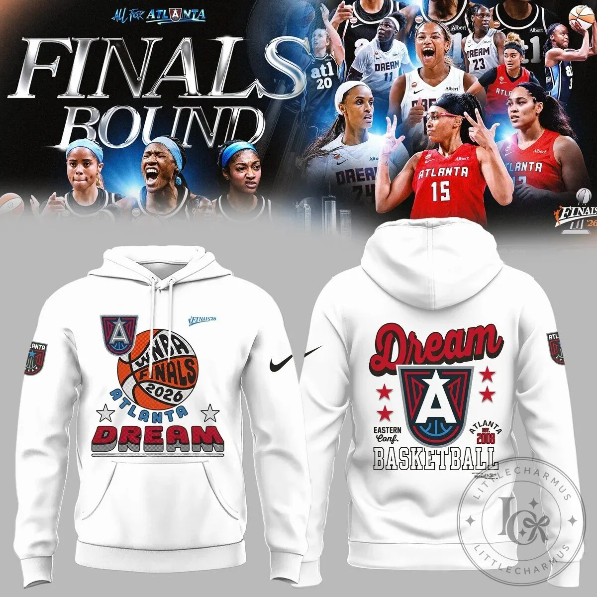 Atlanta Dream 2026 Finals Bound WNBA Basketball White Hoodie