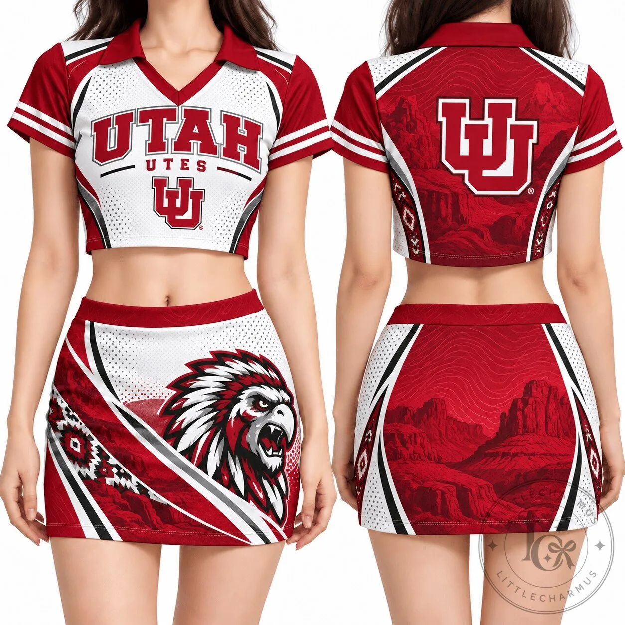 Utah Utes Women's Cropped Polo Shirt and Skirt Set 4 Utah Utes Women's Cropped Polo Shirt and Skirt Set