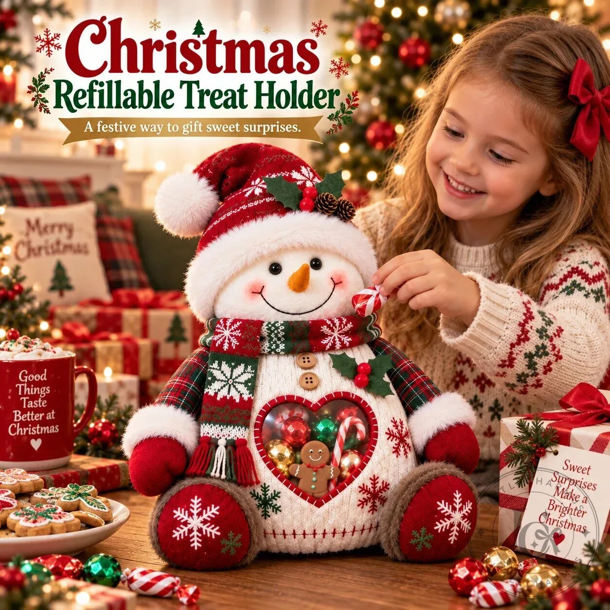 Christmas Snowman Refillable Treat Holder Figurine for Holiday Candy Gifts 20 Christmas Snowman Refillable Treat Holder Figurine for Holiday Candy Gifts