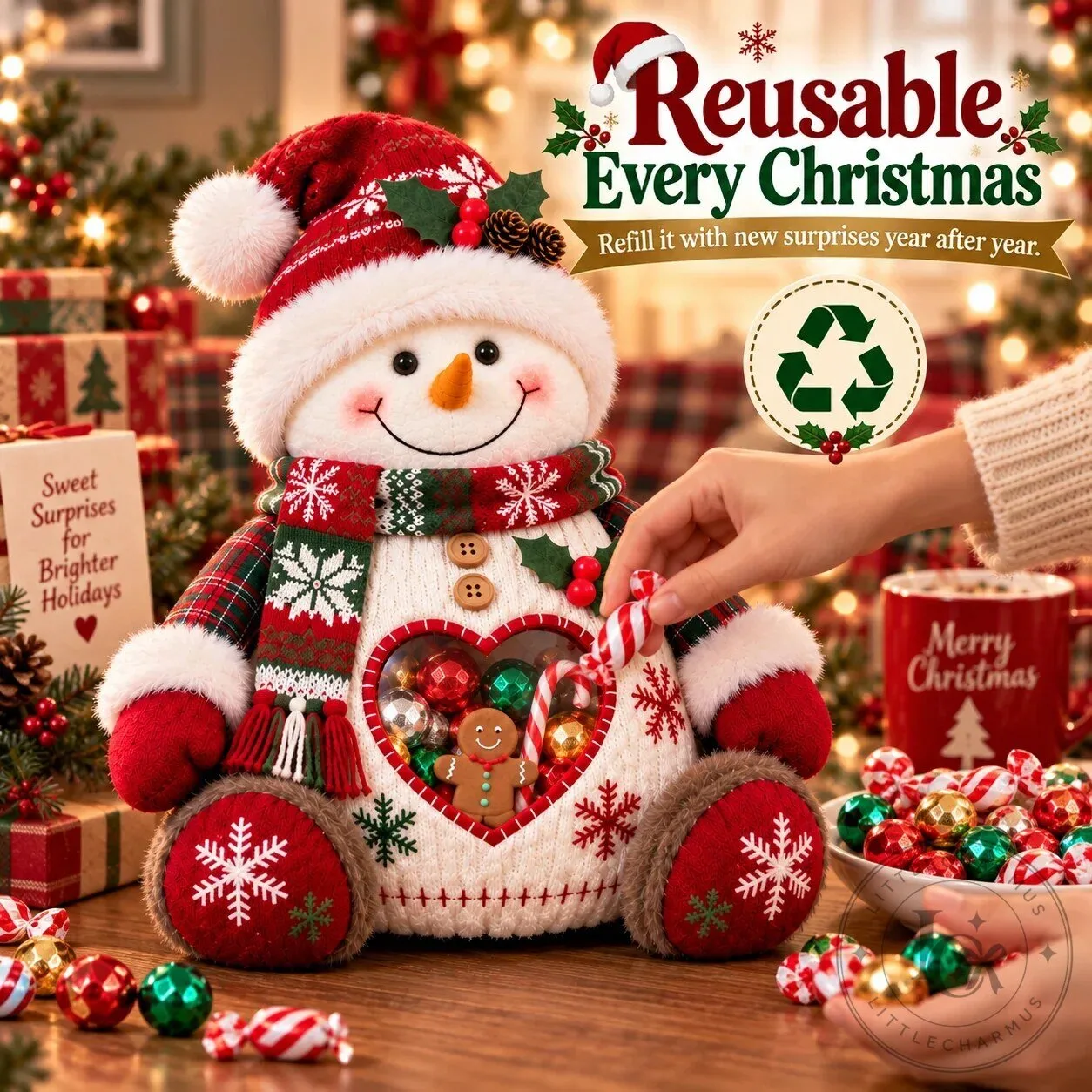 Christmas Snowman Refillable Treat Holder Figurine for Holiday Candy Gifts 27 Christmas Snowman Refillable Treat Holder Figurine for Holiday Candy Gifts