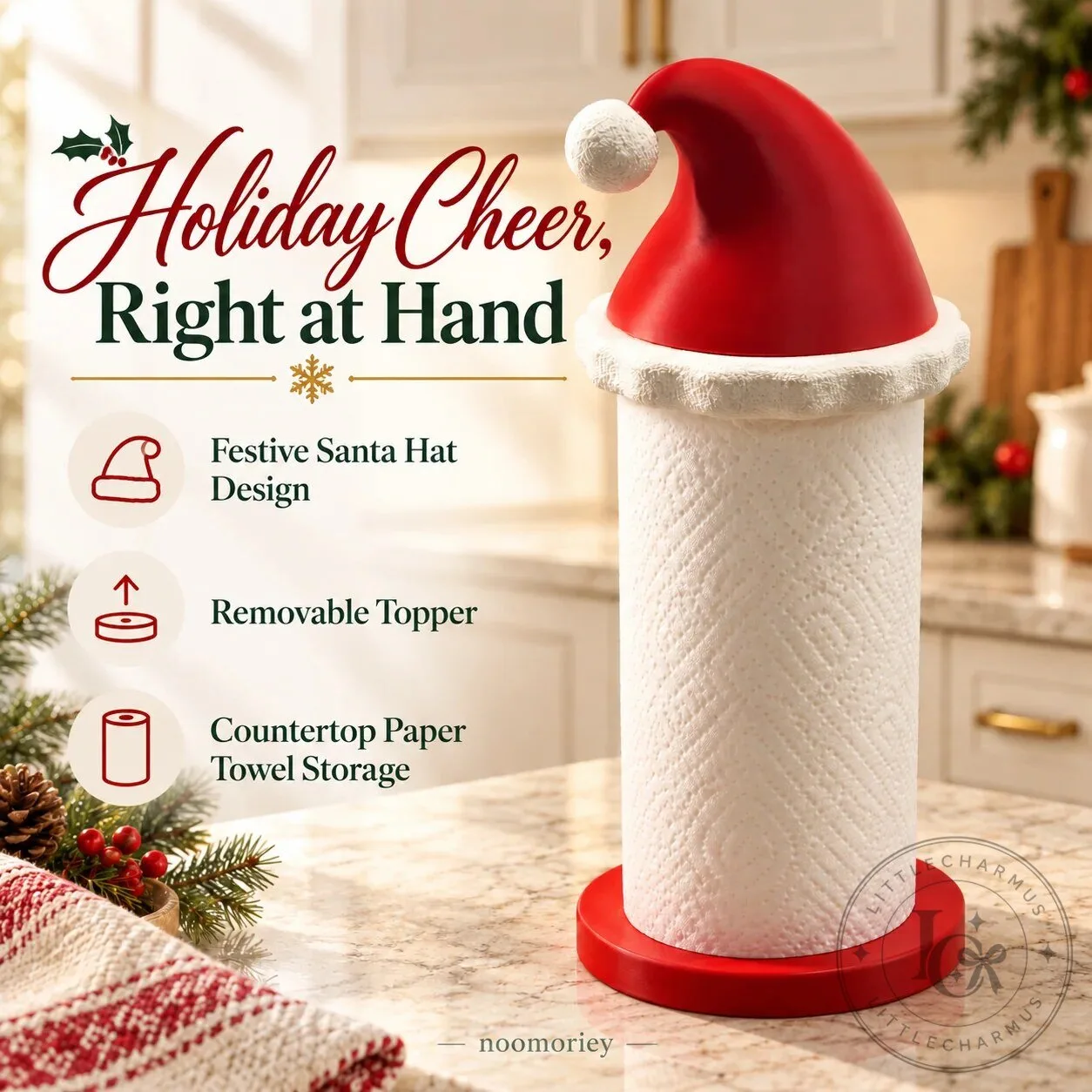 Festive Santa Hat Paper Towel Holder for Christmas Kitchen Decor 6 Festive Santa Hat Paper Towel Holder for Christmas Kitchen Decor