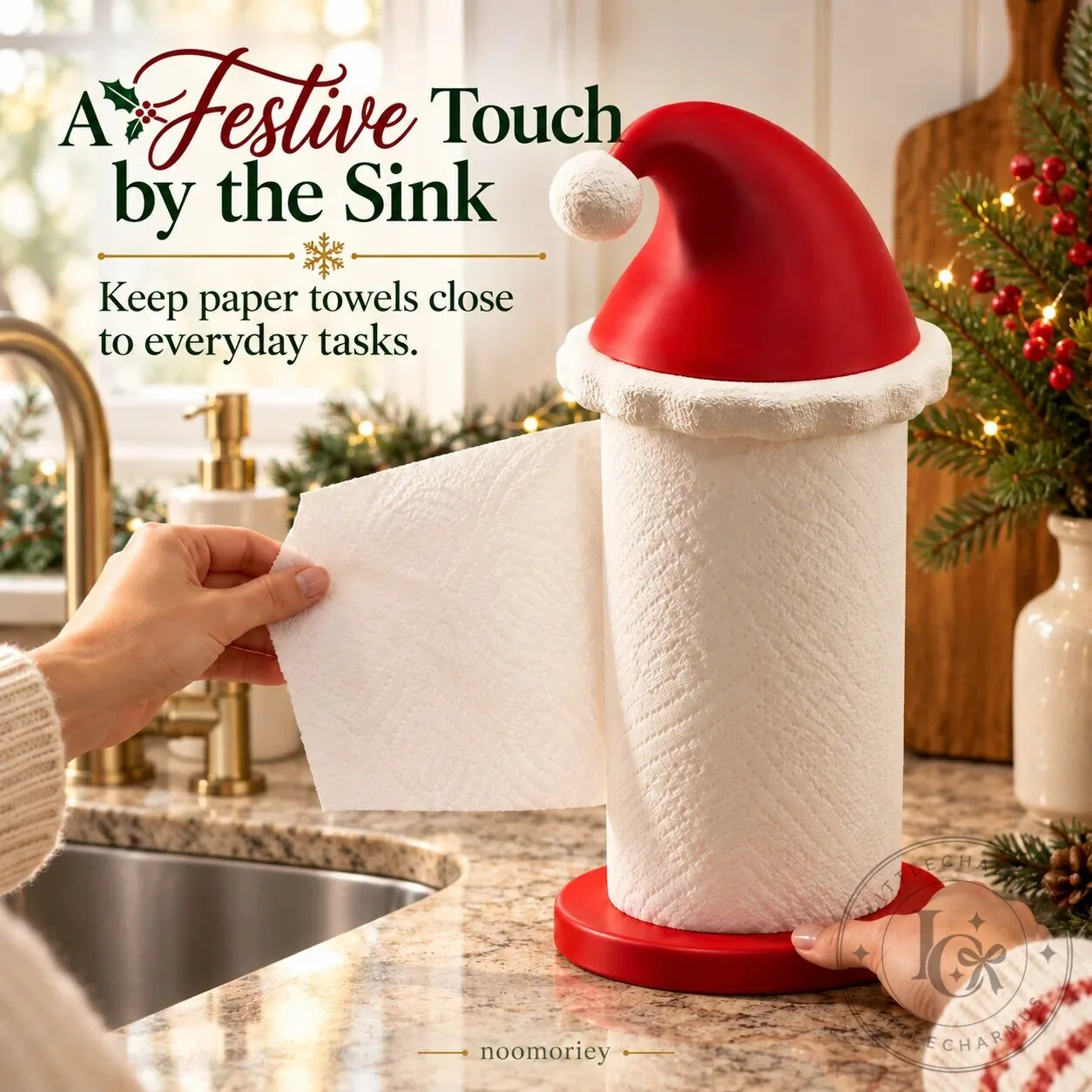 Festive Santa Hat Paper Towel Holder for Christmas Kitchen Decor 19 Festive Santa Hat Paper Towel Holder for Christmas Kitchen Decor