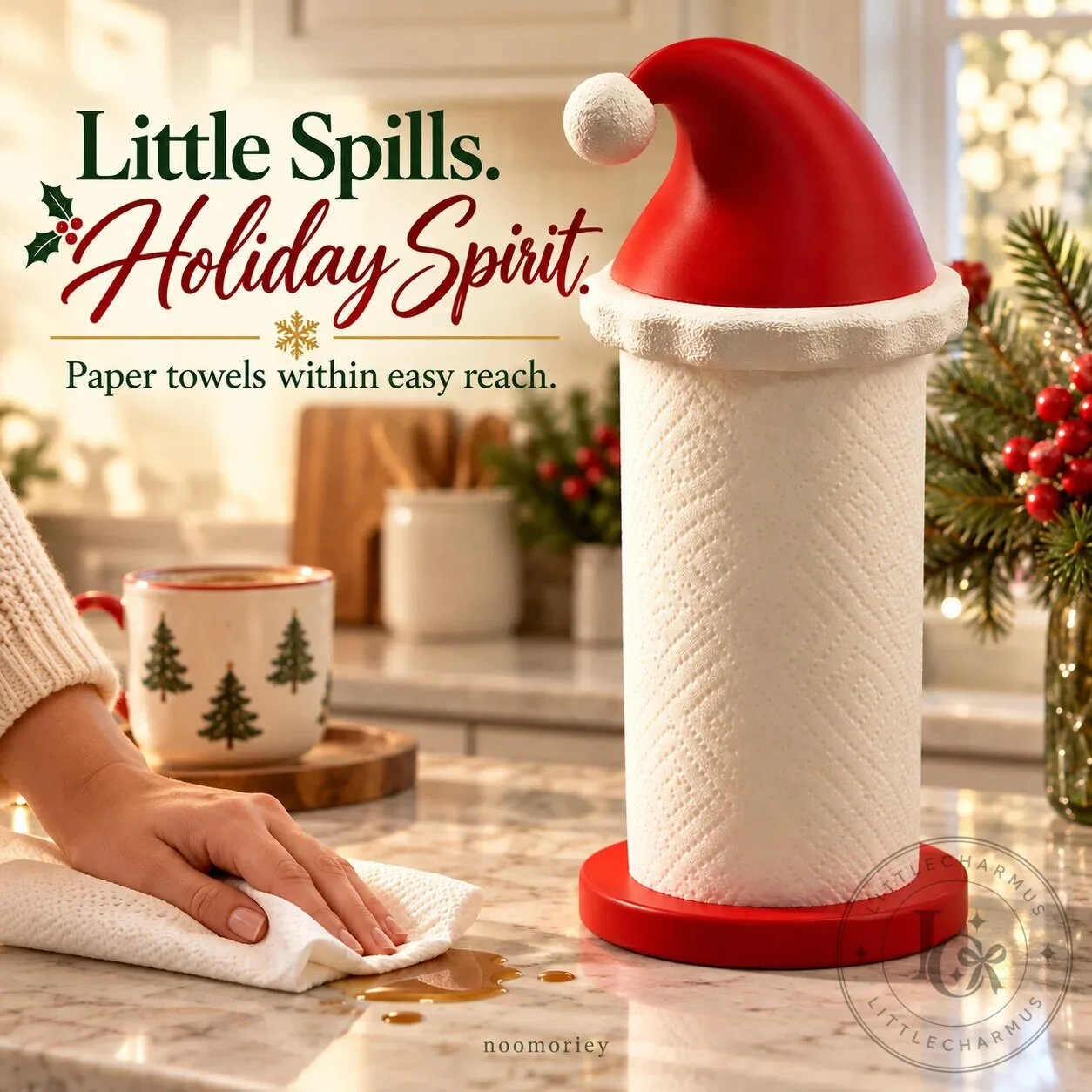 Festive Santa Hat Paper Towel Holder for Christmas Kitchen Decor 22 Festive Santa Hat Paper Towel Holder for Christmas Kitchen Decor