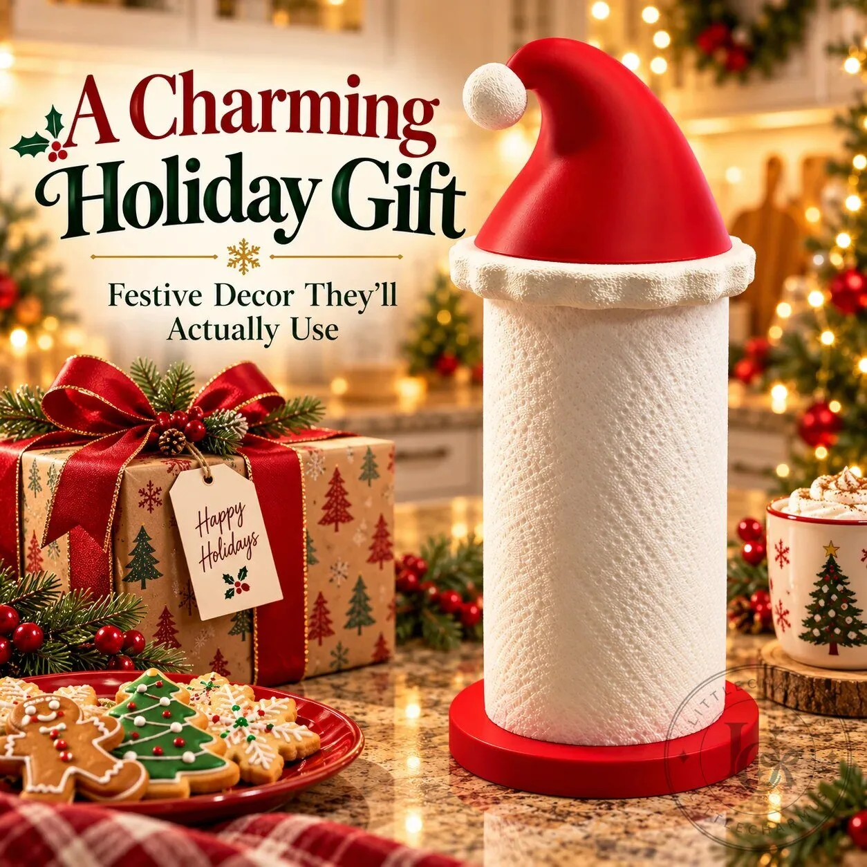 Festive Santa Hat Paper Towel Holder for Christmas Kitchen Decor 27 Festive Santa Hat Paper Towel Holder for Christmas Kitchen Decor