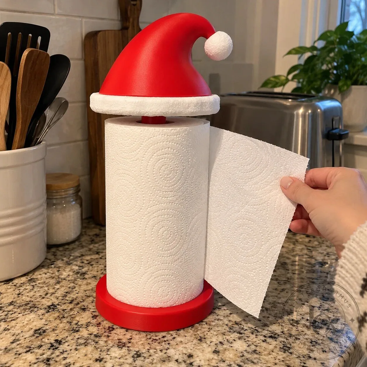 Festive Santa Hat Paper Towel Holder for Christmas Kitchen Decor 31 Festive Santa Hat Paper Towel Holder for Christmas Kitchen Decor