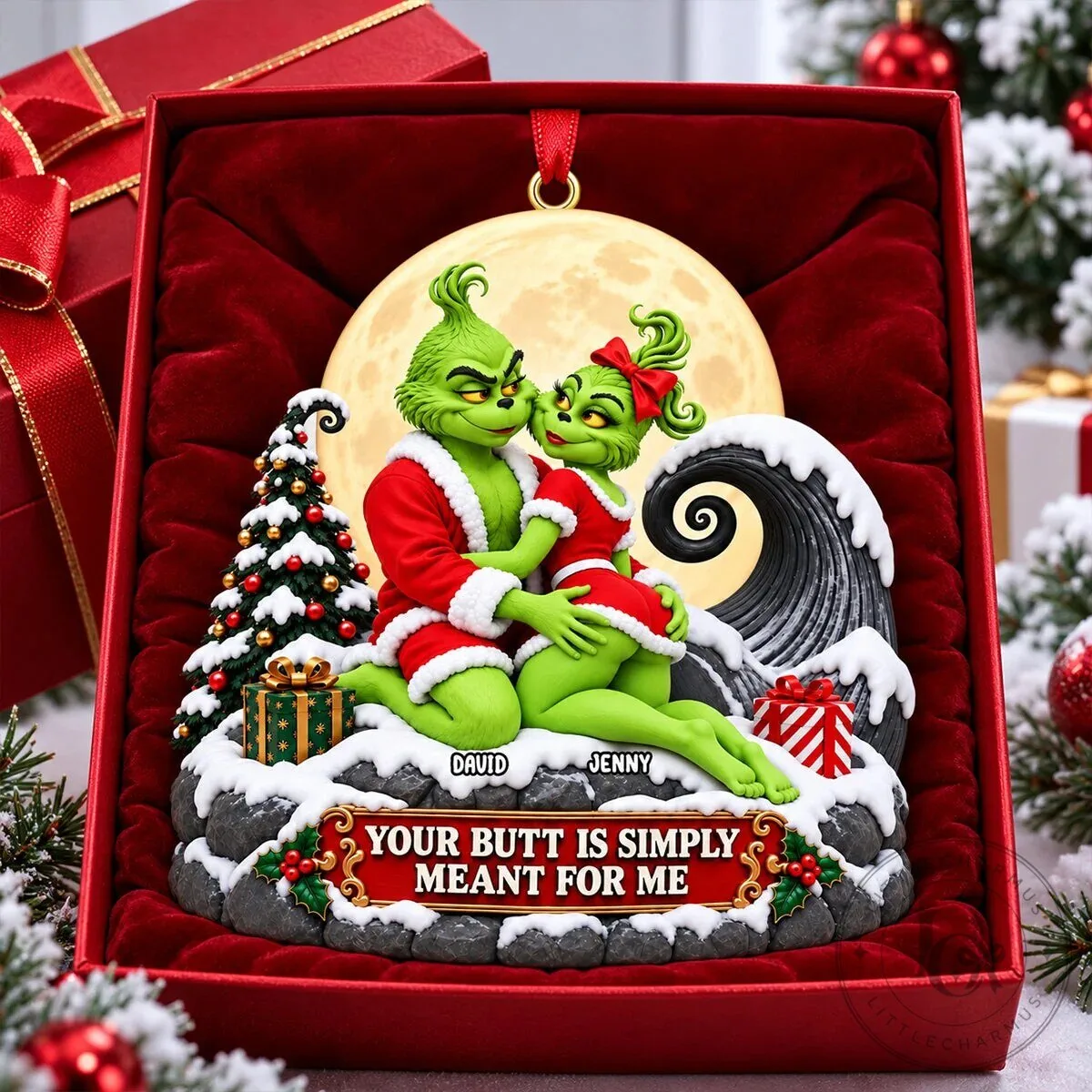 The Grinch and Max Naughty Couple Christmas Ornament with Personalized Names 1 The Grinch and Max Naughty Couple Christmas Ornament with Personalized Names
